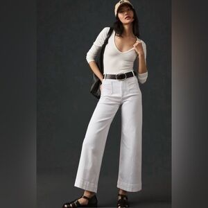 Anthropologie Pilcro The Skipper Sz 26 White Cropped Wide Leg Jeans